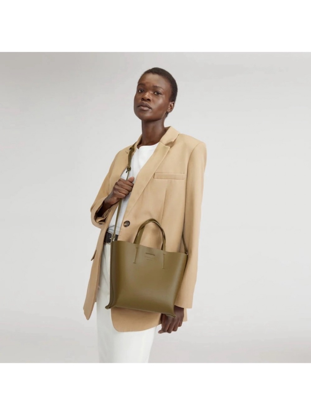 NEW EVERLANE The Luxe Italian Leather Tote Olive Leather Tote